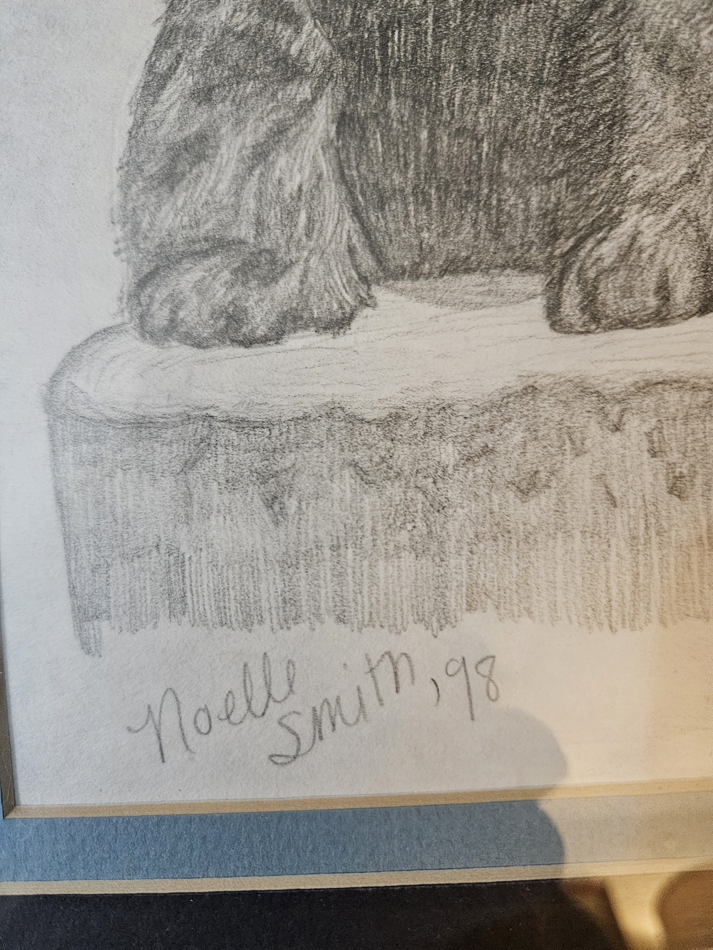 Hand Crafted Black and Gray Pencil Cat Drawing